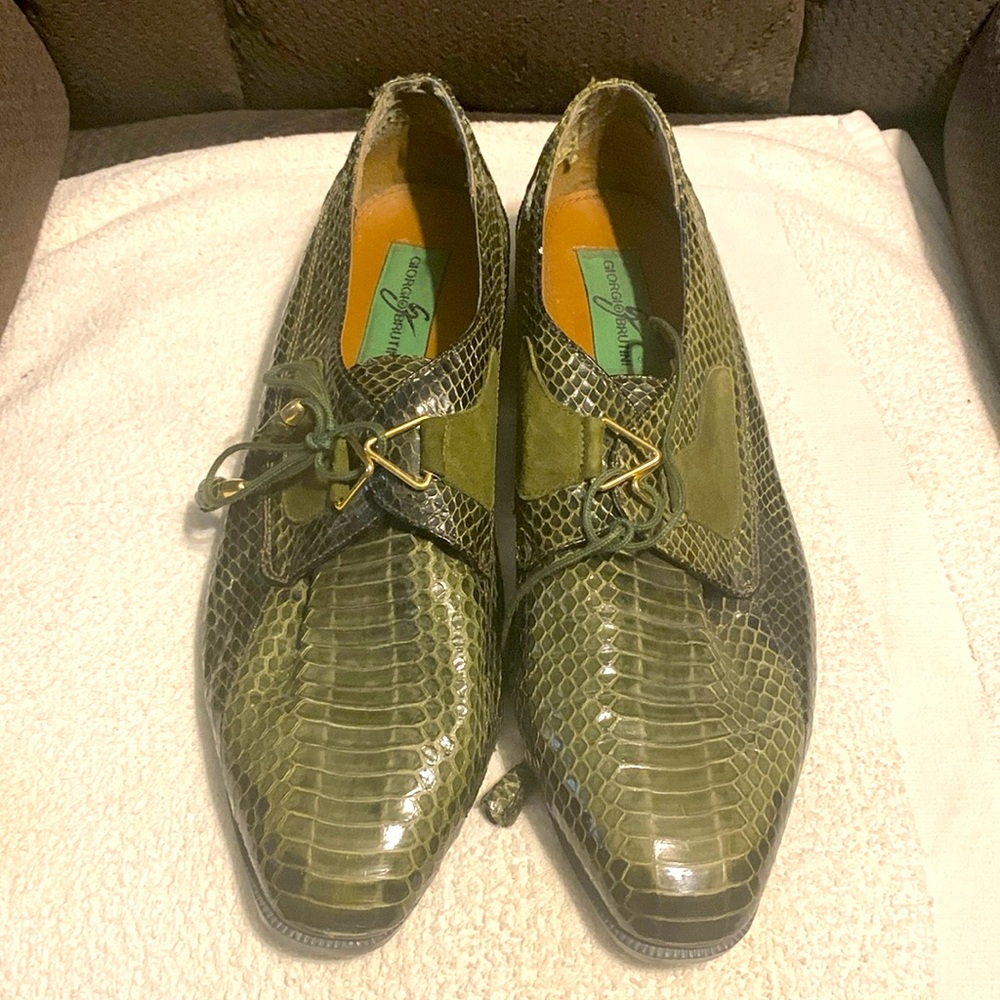Green genuine Snake and suede men's size 12